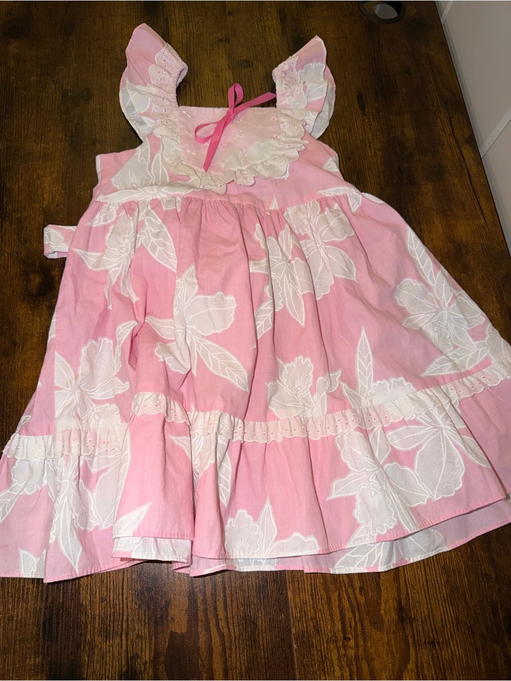 Vintage 1980s Kole Kole Hawaii Girls Pink Floral Dress Size 6 Made in Hawaii